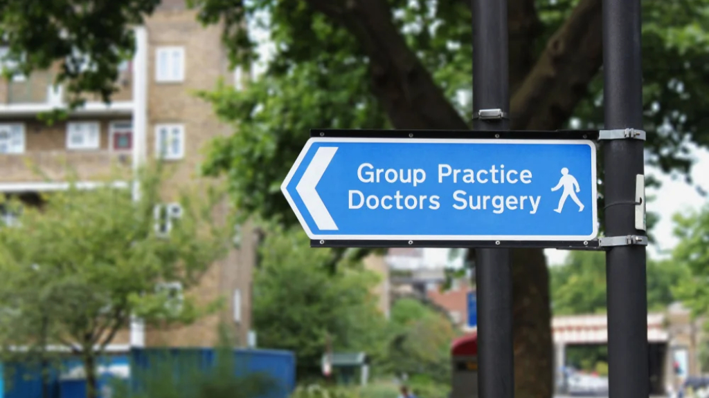 GP doctors surgery sign